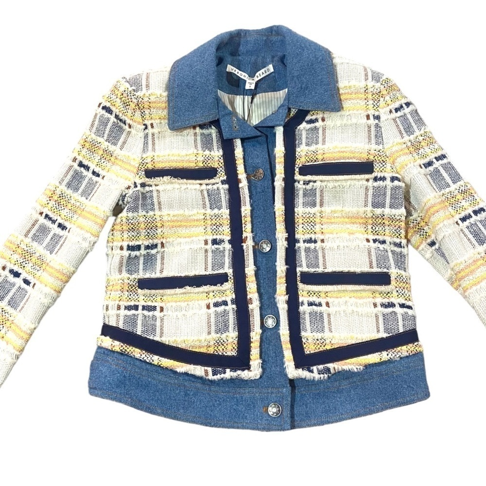 Veronica Beard Santiago Blazer Jacket Tweed Denim Sz 0 NEW Cotton - Picture 2 of 4